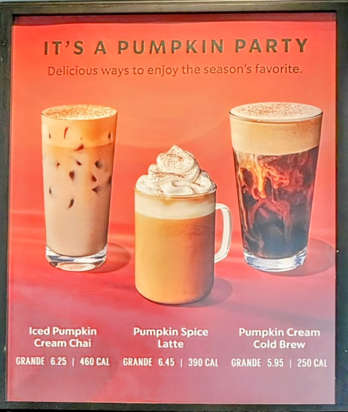 Along with the Pumpkin Spice Latte, Starbucks has a wide array of fall drinks that customers can choose from (Photo By: Jenine Akre).
